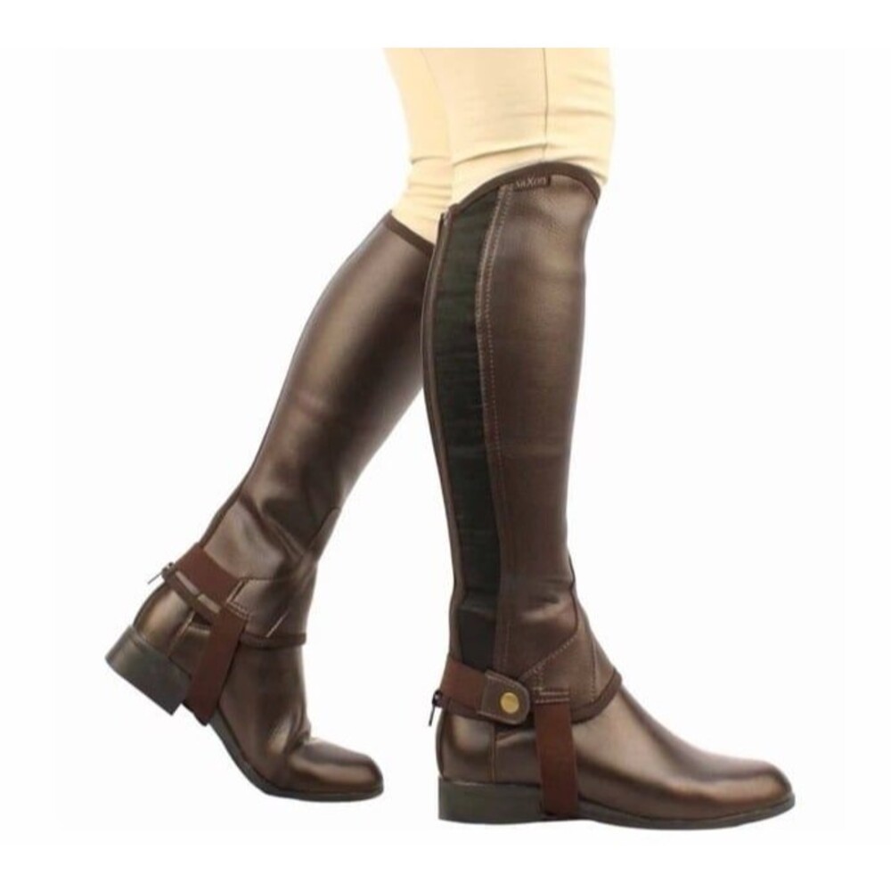 Saxon Half Chaps Small Brown Synthetic Riding Boots Leg Gaiters Equestrian NWT